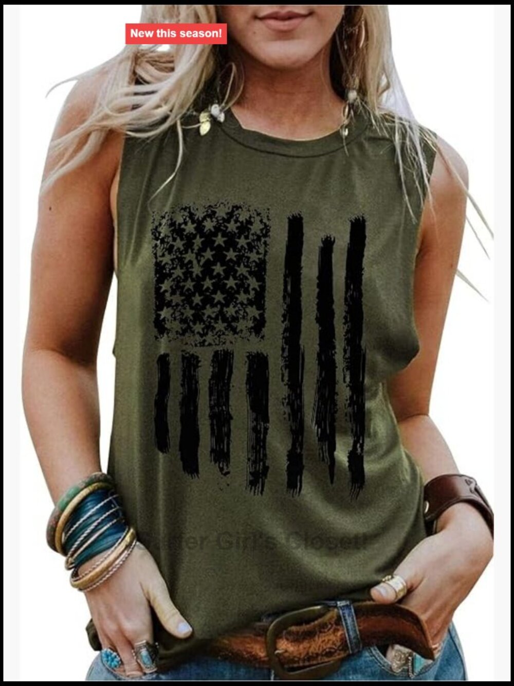 Patriotic Stars Stripes Sleeveless Tank Top Women American Flag 4th of July